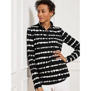 T Talbots Tie-Die Stripe Quarter Zip Pullover Top 1X Modal Cotton Jersey Travel